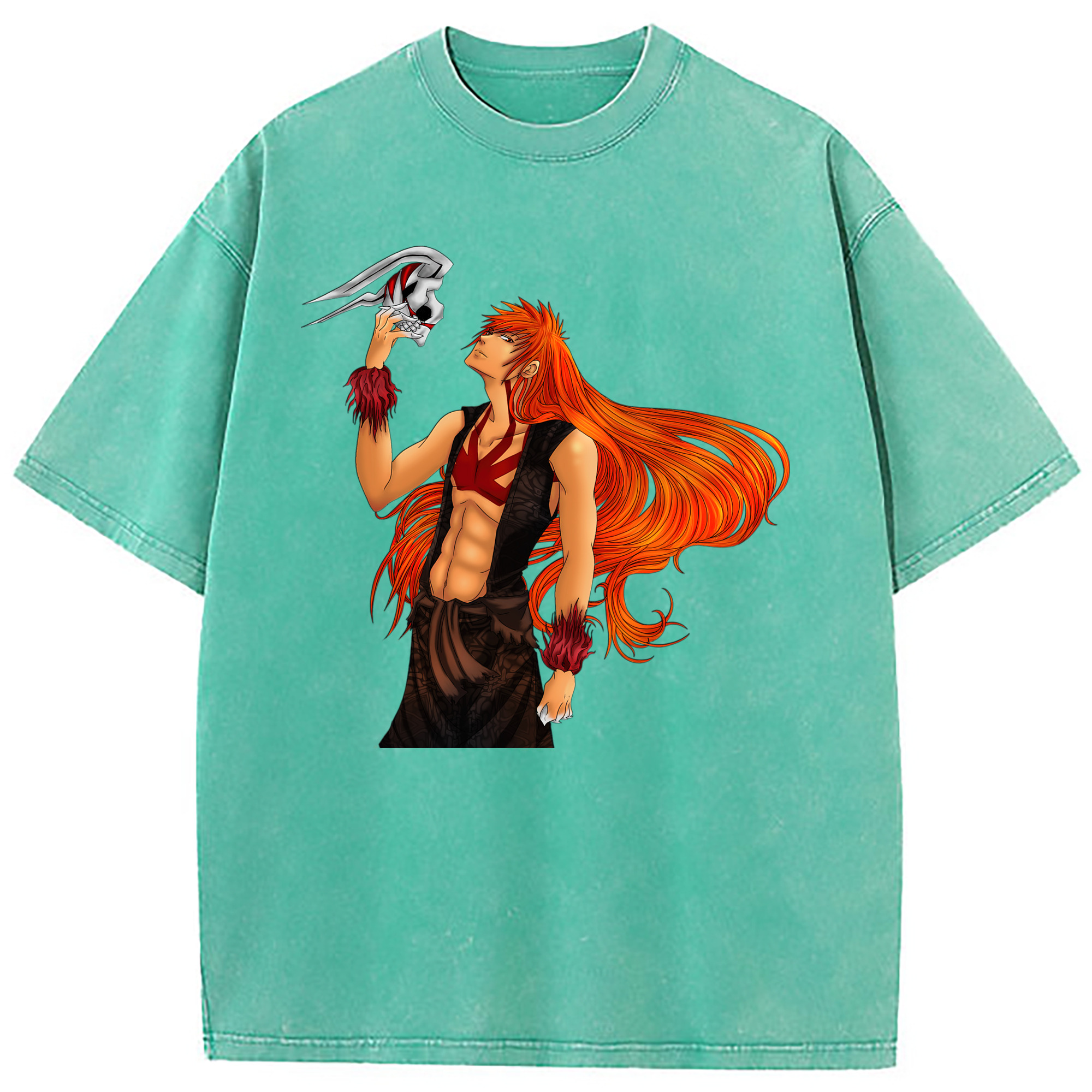 （画像用） ブリーチ 黒崎一護（くろさき いちご）BLEACH Kurosaki Ichigo 綿100% ヴィンテージ風 半袖Tシャツ（フロントプリント）
